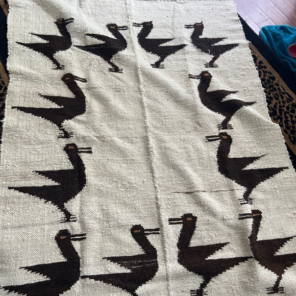Vintage mid century modern wool rug